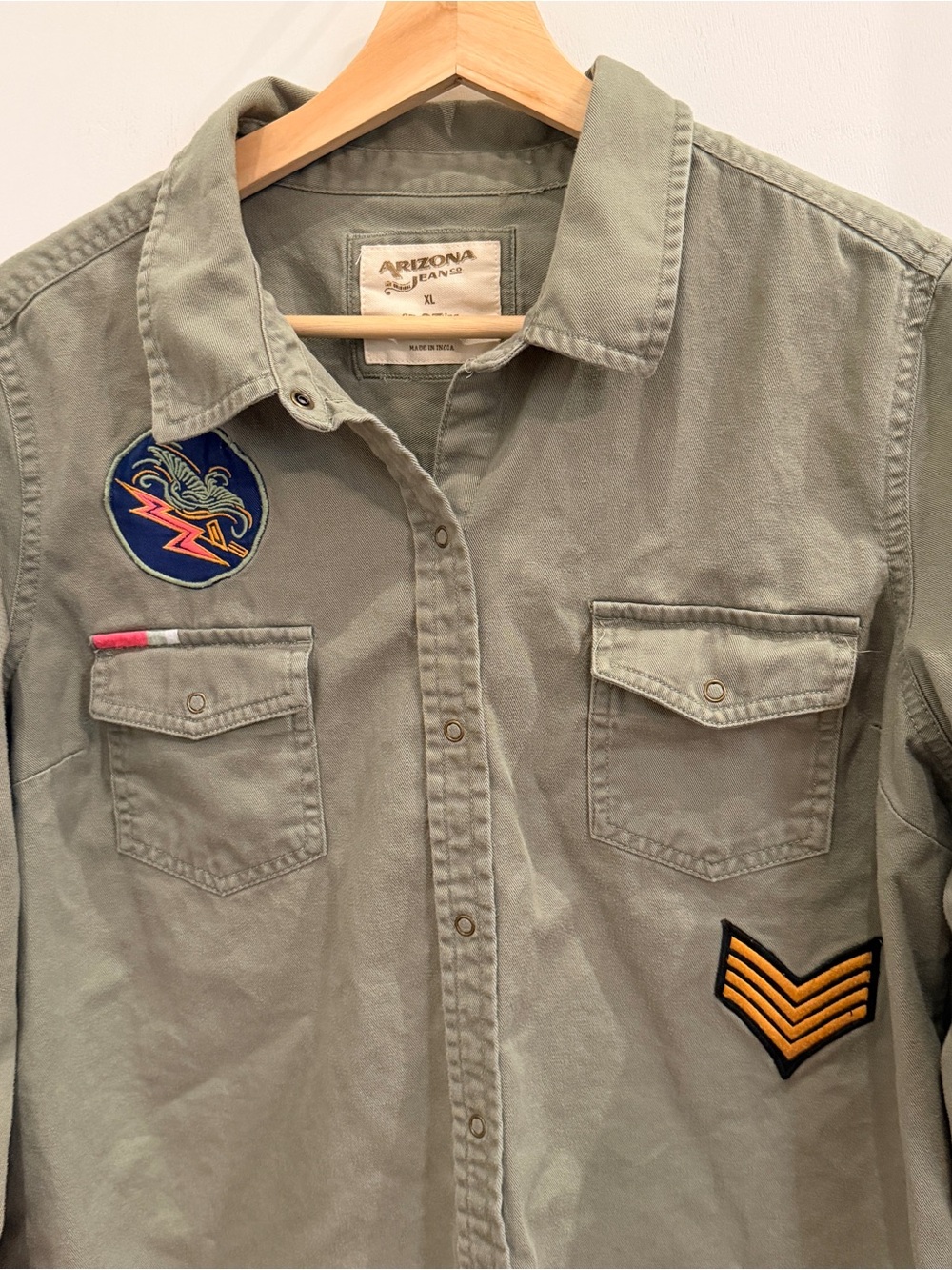 Arizona Jean Co. Patched Utility Button Down XL Military Aesthetic - Picture 2 of 6